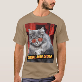 Natuurlijk Geboren Kattenvader Grappige Retro Weir T-shirt