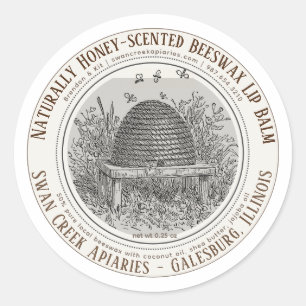 natuurlijk gecentreerde bijenwas met balm en bijen ronde sticker