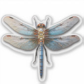 Natuurlijk gekleurde libel met schaduw sticker (Voorkant)