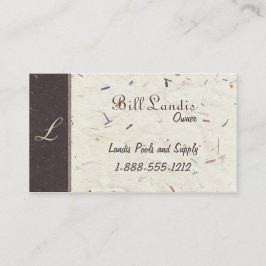 Natuurlijk geperst papier - crème en bruin visitekaartje (Voorkant)