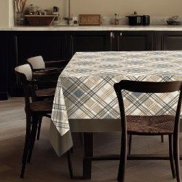 Natuurlijk getint tafelkleed met geometrische acce