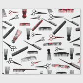 Natuurlijk haar rood zwart cadeaupapier (Vlak)