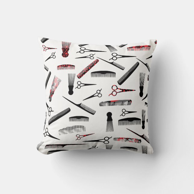 Natuurlijk haar rood zwart kussen (Voorkant)