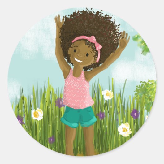 Natuurlijk Haar Wenskaart Ronde Sticker (Voorkant)