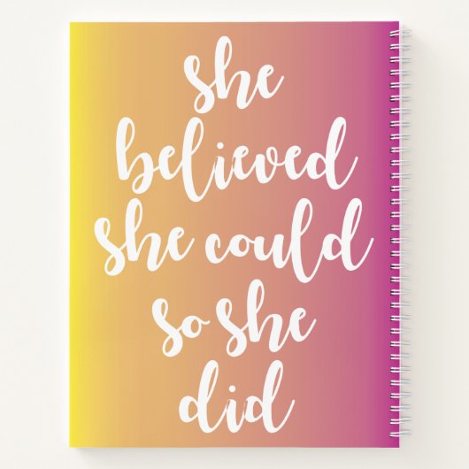 Natuurlijk haar, ze geloofde dat ze dat kon notitieboek (Achterkant)