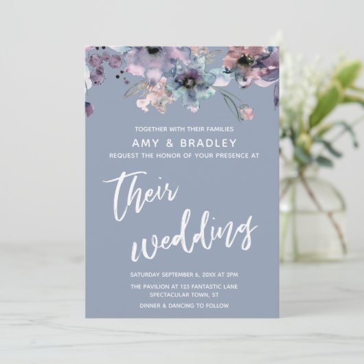 Natuurlijk handschrift bloemige stoffige blauwe br kaart (Staand voorkant)