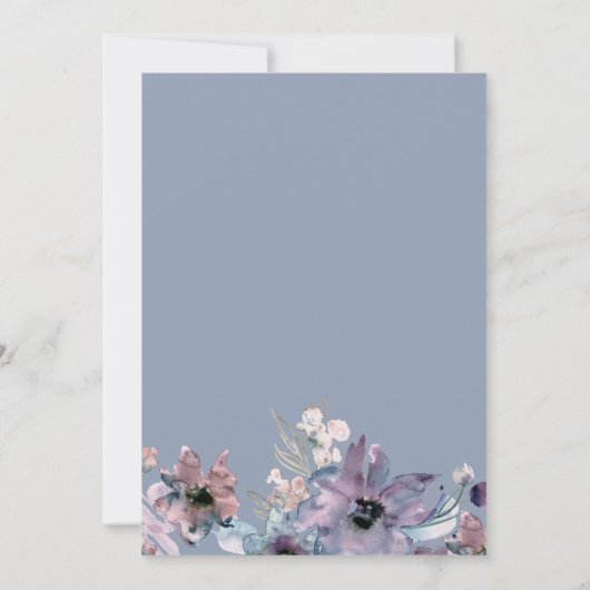 Natuurlijk handschrift bloemige stoffige blauwe br kaart (Achterkant)