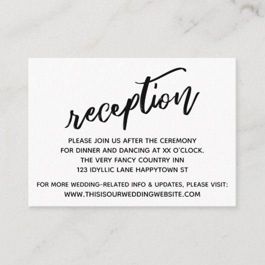 Natuurlijk handschrift Eenvoudige bruiloftsrecepti Informatiekaartje (Voorkant)