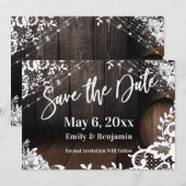 Natuurlijk handschrift lichtsnoer en witte bloemen save the date (Voorkant / Achterkant)