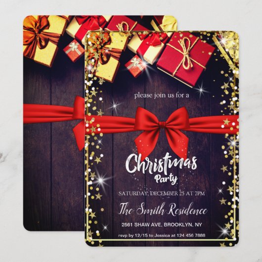 Natuurlijk hout, Cadeaus Diamanten Sterren Kerstmi Kaart (Voorkant / Achterkant)