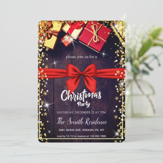 Natuurlijk hout, Cadeaus Diamanten Sterren Kerstmi Kaart (Staand voorkant)