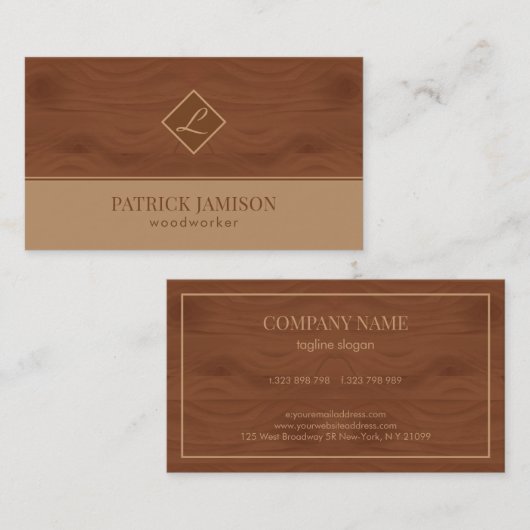 Natuurlijk houten ontwerp en Logo Visitekaartje (Voorkant / Achterkant)