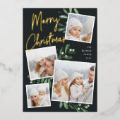 Natuurlijk Joyful | Kerstfotocollage Folie Feestdagenkaart (Voorkant)