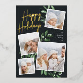 Natuurlijk Joyful | Kerstfotocollage Folie Feestdagenkaart (Voorkant)