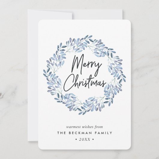 Natuurlijk Joyful | Waterverf met kerstmis Feestdagenkaart (Voorkant)