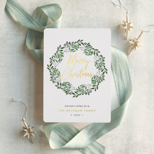 Natuurlijk Joyful   Waterverf met kerstmis Folie Feestdagenkaart