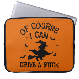 Natuurlijk kan ik een stok Halloween rijden Laptop Sleeve