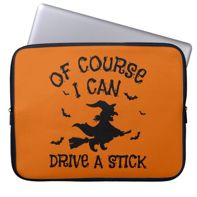 Natuurlijk kan ik een stok Halloween rijden Laptop Sleeve (Voorkant)