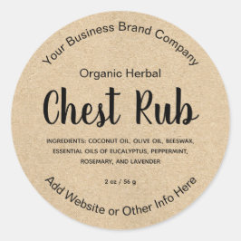 Natuurlijk Kruiden Borst Rub Zalf Productlabel Ronde Sticker