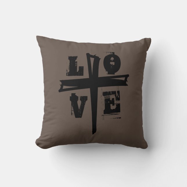 natuurlijk KRUIS met LOVE-lettertype | Kussen (Voorkant)
