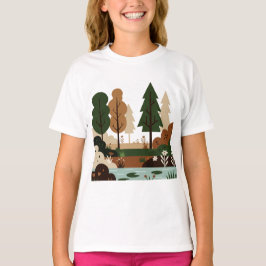 Natuurlijk landschap in minimalistische stijl t-shirt