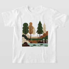 Natuurlijk landschap in minimalistische stijl t-shirt