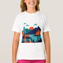 Natuurlijk landschap in minimalistische stijl t-shirt