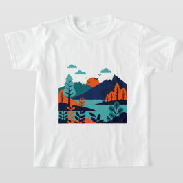 Natuurlijk landschap in minimalistische stijl t-shirt