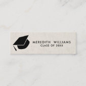 Natuurlijk linnen Afstudeerder Pet Afstuderen Invo Mini Visitekaartje (Voorkant)