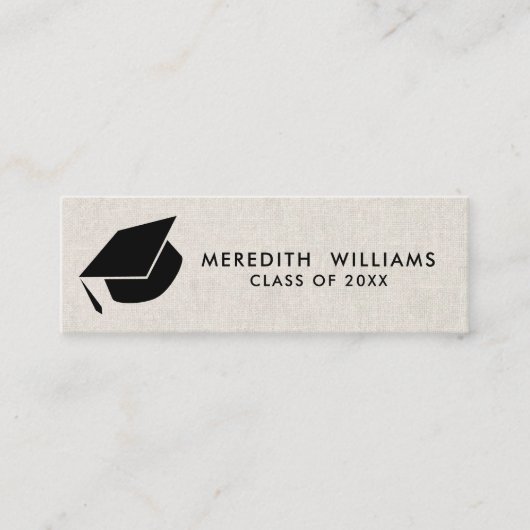 Natuurlijk linnen Afstudeerder Pet Afstuderen Invo Mini Visitekaartje (Voorkant)