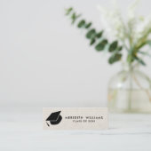 Natuurlijk linnen Afstudeerder Pet Afstuderen Invo Mini Visitekaartje (Staand voorkant)