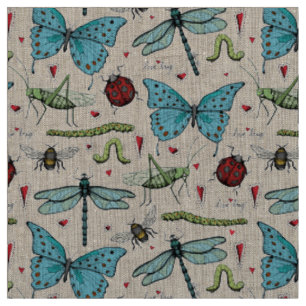 Natuurlijk Linnen Liefdeskever Insect Illustratie Stof