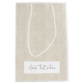 Natuurlijk linnen tijdloos Voeg eigen tekst chique Medium Cadeauzakje (Voorkant)