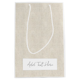 Natuurlijk linnen tijdloos Voeg eigen tekst chique Medium Cadeauzakje