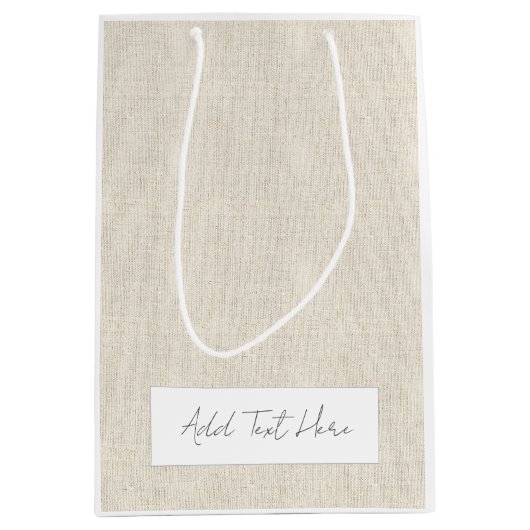 Natuurlijk linnen tijdloos Voeg eigen tekst chique Medium Cadeauzakje (Voorkant)