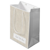 Natuurlijk linnen tijdloos Voeg eigen tekst chique Medium Cadeauzakje (Voorkant Gekanteld)