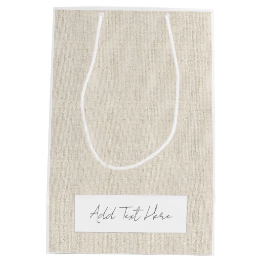 Natuurlijk linnen tijdloos Voeg eigen tekst chique Medium Cadeauzakje (Achterkant)