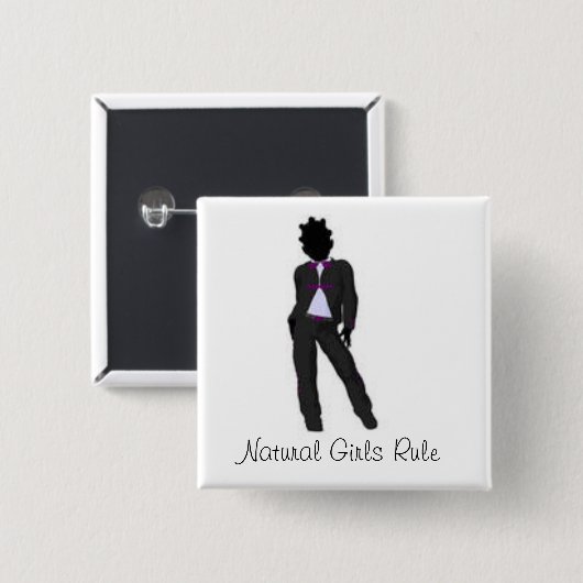 Natuurlijk meisje vierkante button 5,1 cm (Voorkant /achterkant)