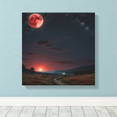 Natuurlijk nachtlandschap met volle maan canvas afdruk (Insitu (Houten vloer))