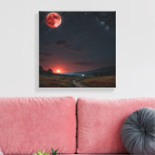 Natuurlijk nachtlandschap met volle maan canvas afdruk (Insitu (Woonkamer))