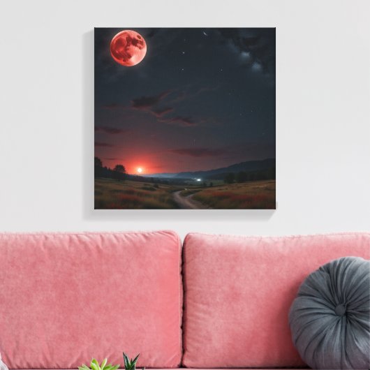 Natuurlijk nachtlandschap met volle maan canvas afdruk (Insitu (Woonkamer))