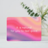 Natuurlijk om goed te voelen Abstracte Roze Quote  Kaart (Staand voorkant)
