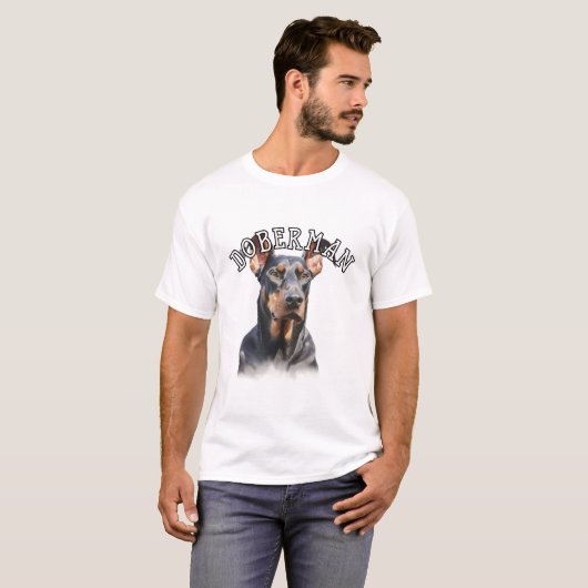 natuurlijk oor Doberman T-shirt (Voorkant volledig)