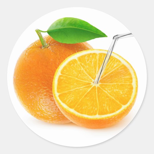 Natuurlijk oranje sap ronde sticker (Voorkant)