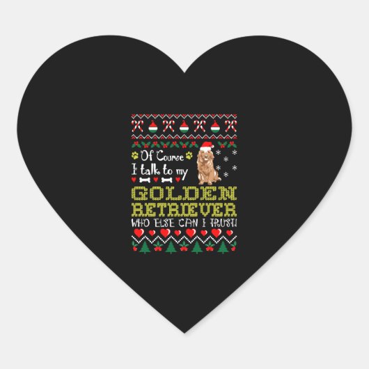 Natuurlijk praat ik met Golden Retriever Kerstmis  Hart Sticker (Voorkant)