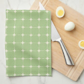 Natuurlijk raster Sage Groen Warm Crème Theedoek (Quarter Fold)
