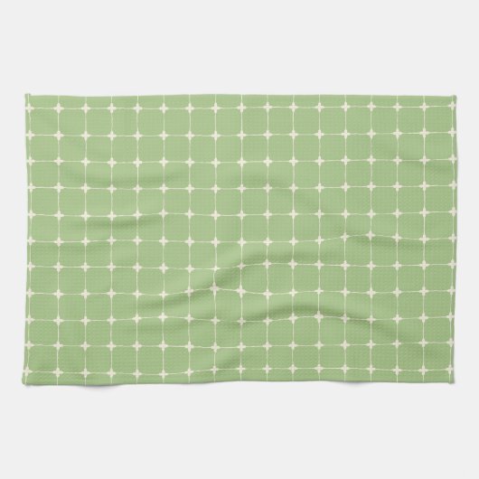 Natuurlijk raster Sage Groen Warm Crème Theedoek (Horizontaal)