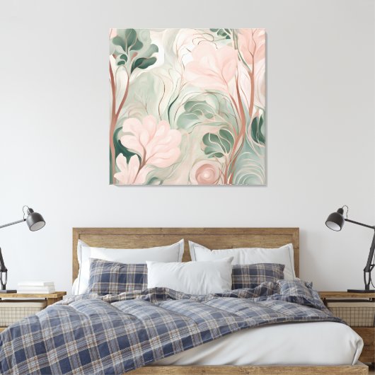 Natuurlijk Roze AI kunst Canvas Afdruk (Insitu (Slaapkamer))