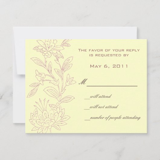 Natuurlijk/Roze Bewaar de datum RSVP Kaartje (Voorkant)