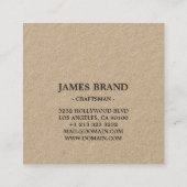 Natuurlijk Rustiek Minimalistisch Monogram Kraft P Vierkante Visitekaartje (Achterkant)